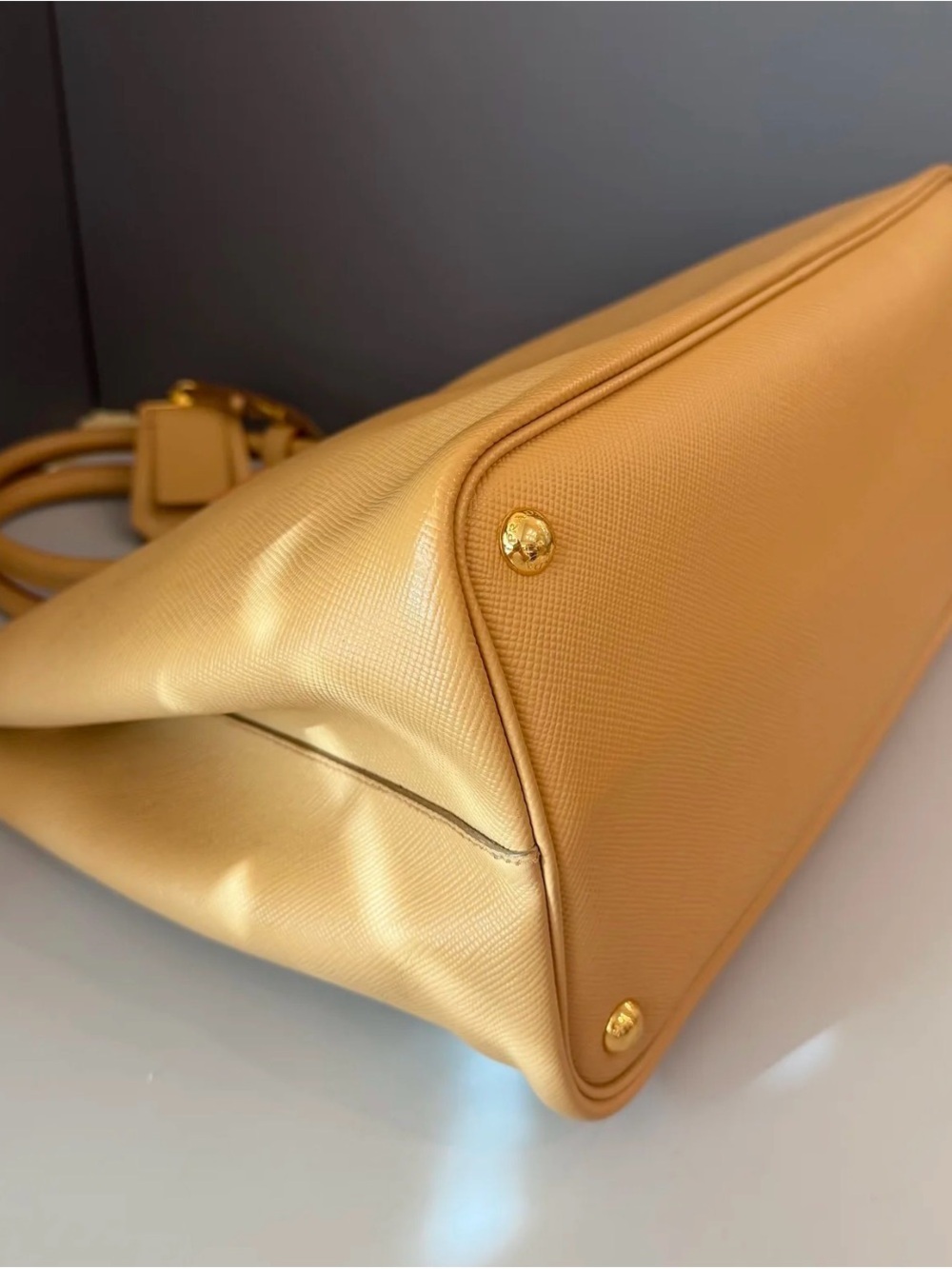 Prada Beige Saffiano Leather Tote with Gold Hardware - Picture 6 of 8